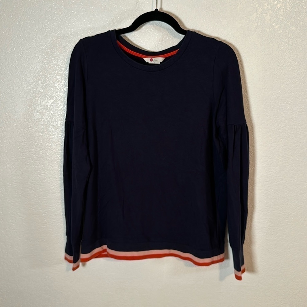 Boden Navy Bubble Sleeve Renee Sweatshirt Size Small
